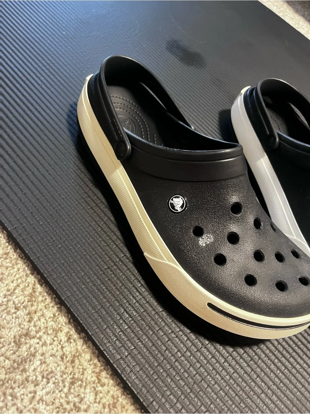 Crocs Crocband Platform Clogs Black White Men’s Size 13 Slip On Comfort Shoes